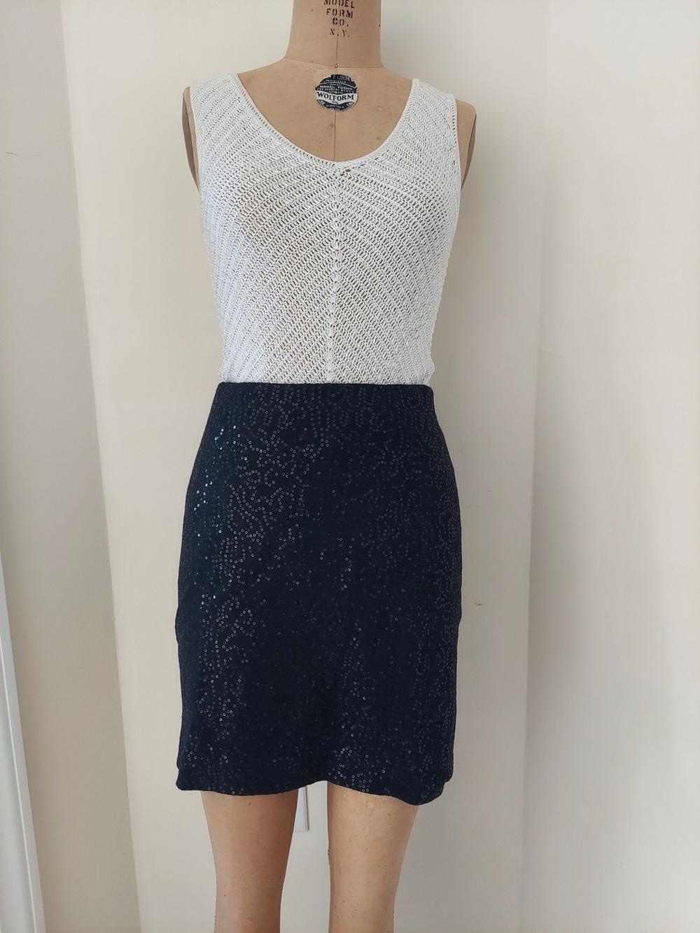 Ann Taylor Black Sequin Mini Skirt